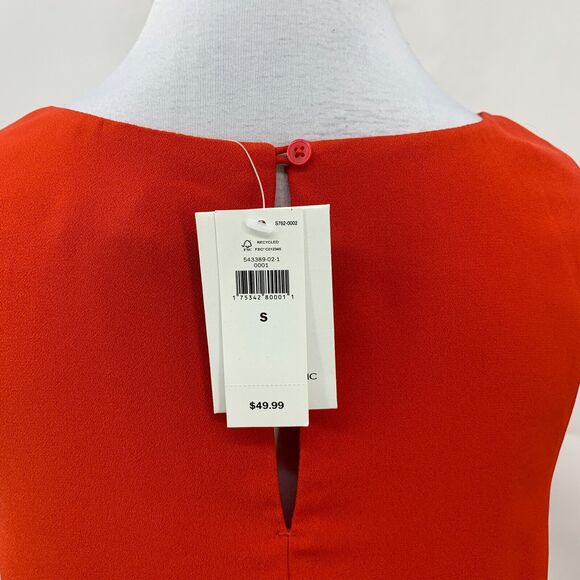 Banana Republic Accordion Tiered Blouse Womens S Small Red Keyhole Back Top - Picture 7 of 13